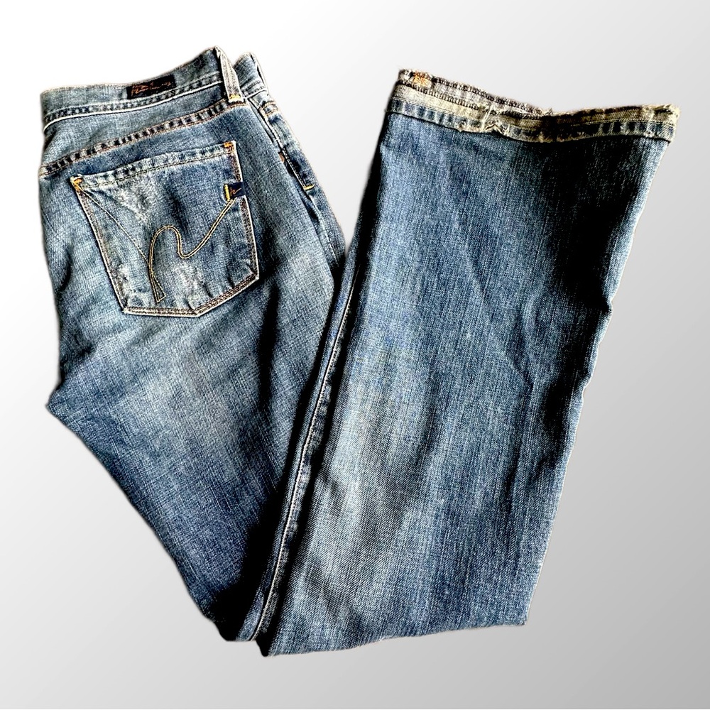 Citizens of Humanity Ingrid #002 Low Waist Flare Y2K Distressed Jeans 28